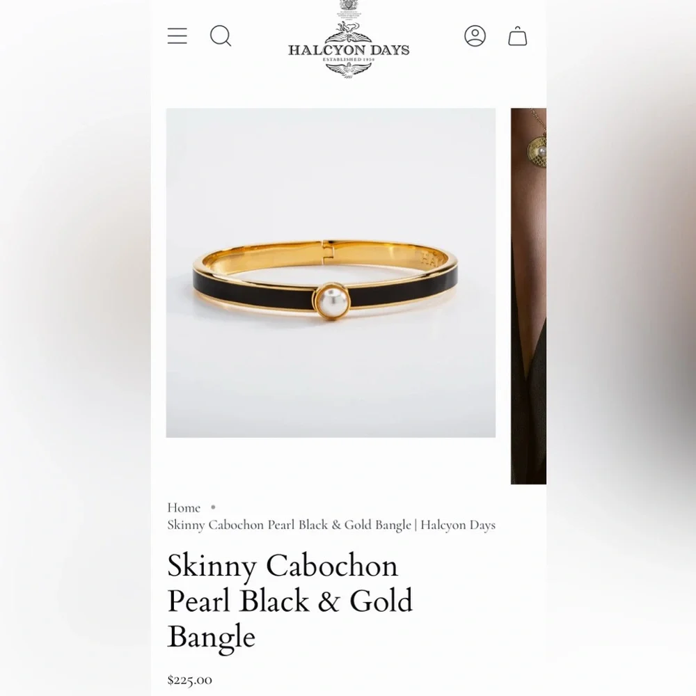 Halcyon Days Modern Black and Gold Bangle Bracelet - Picture 4 of 6